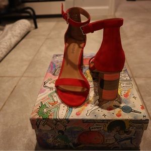 Jeffrey Campbell red block sandals